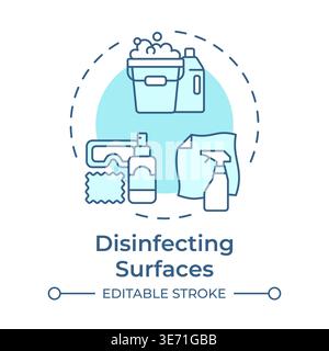 Disinfecting surfaces soft blue concept icon Stock Vector