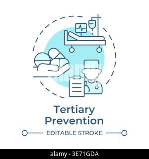 Tertiary prevention soft blue concept icon Stock Vector