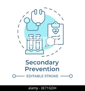 Secondary prevention soft blue concept icon Stock Vector