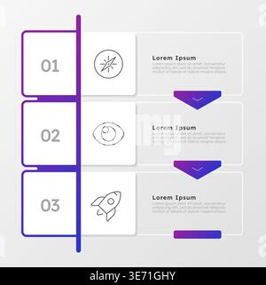 creating roadmap for business organization blue gradient infographic 3 steps Stock Vector