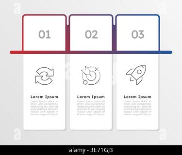 Organization core values update blue gradient infographic 3 steps Stock Vector