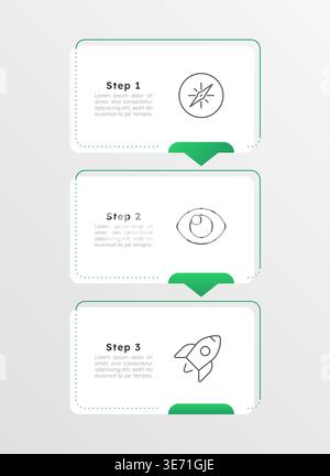 Boosting promising startup green vertical infographic 3 steps Stock Vector