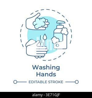 Washing hands soft blue concept icon Stock Vector