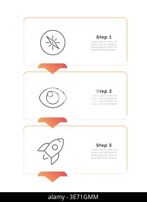 Alternative business strategy orange vertical infographic 3 steps Stock Vector