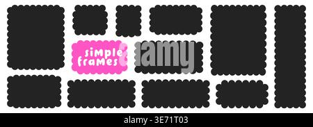 Organic black and white frames with wavy edges. Stock Vector