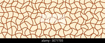 Groovy psychedelic web banner with Intersecting brown lines. Stock Vector