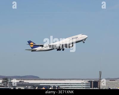 D-ABYL Lufthansa Boeing 747-830, Hessen am Flughafen Frankfurt Main, Rhein-Main-Flughafen FRA / EDDF DEU, Deutschland, Hessen, Frankfurt am Main, 07.04.2026 *** D ABYL Lufthansa Boeing 747 830, Hessen at Frankfurt Main Airport, Rhein Main Airport FRA EDDF DEU, Germany, Hessen, Frankfurt am Main, 07 04 2026 Stock Photo
