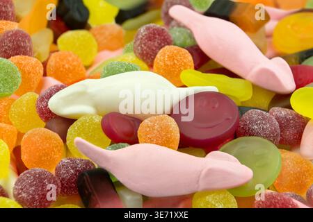 Various colorful sweets close up Stock Photo