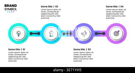 Infographic template with icons and 4 options or steps. Chain. Can be used for workflow layout, diagram, banner, webdesign. Vector illustration Stock Vector
