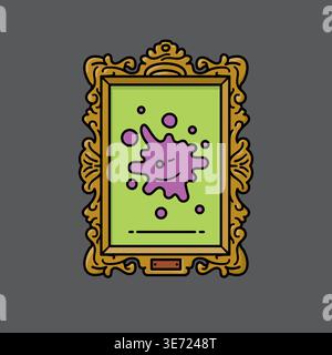 Abstract painting with paint blot in baroque picture frame vector illustration for World Art Day on April 15 Stock Vector