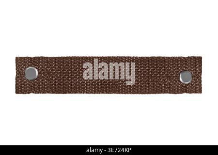 Brown fabric blank patch with rivets isolated over white Stock Photo