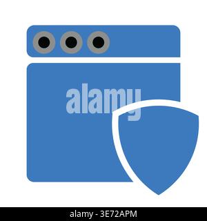 Secure Web Browser Shield Icon – Cyber Security Protection Symbol, Internet Privacy Safety Vector Illustration Stock Vector