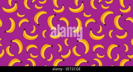 Cute Banana Fruits Seamless Pattern Design Stock Vector