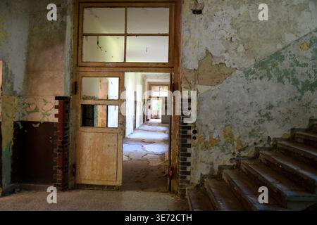 Corridor in the former Grabowsee sanatorium Stock Photo