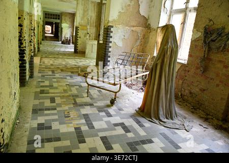 Corridor in the former Grabowsee sanatorium Stock Photo