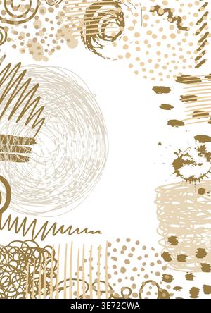 Beige abstract background A4. Hand drawn. Not AI, vector illustration. Stock Vector