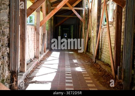 Corridor in the former Grabowsee sanatorium Stock Photo