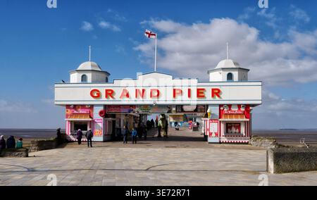Grand Pier at Weston super Mare a popular seaside resort on the Somerset coast of the Bristol Channel Uk Stock Photo