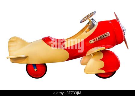 Vintage airplane from a amusement ride carousel isolated on a white background Stock Photo