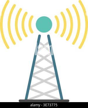 Radio tower icon in flat style. Telecom antenna vector illustration on isolated background. Broadcast transmission sign business concept. Stock Vector