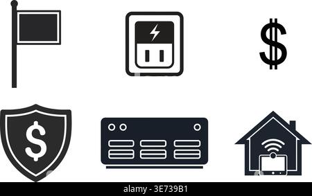 Modern Digital Technology and Financial Security Vector Icon Set Stock Vector