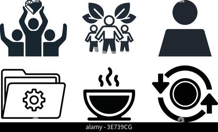 Community Teamwork and System Management Process Vector Icons Stock Vector