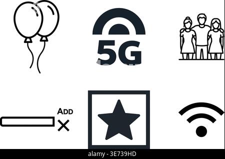 Modern Digital Marketing and Technology Interface Icon Collection Stock Vector