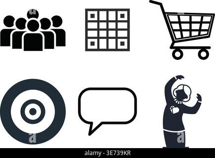 Community Socializing and E-commerce Retail Shopping Icons Stock Vector