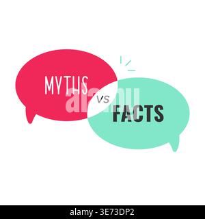 Myths vs Facts Speech Bubbles for Awareness and Education Vector Illustration Stock Vector