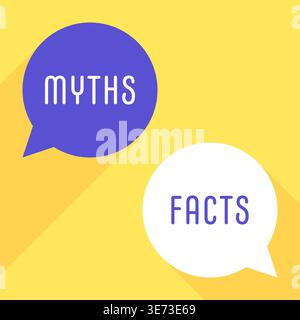 Myths and Facts Chat Bubbles on Yellow Background Concept Vector Illustration Stock Vector