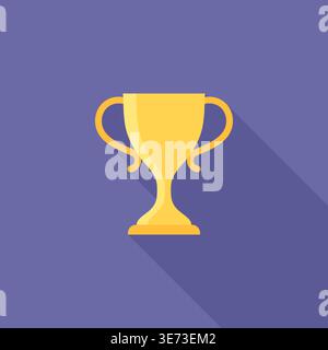 Golden Trophy Flat Icon Symbolizing Success and Achievement Vector Illustration Stock Vector