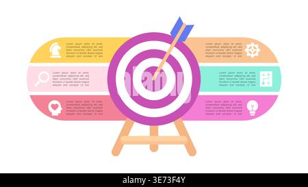 Infographic Target Diagram with Multi Color Timeline and Arrow Vector Illustration Stock Vector
