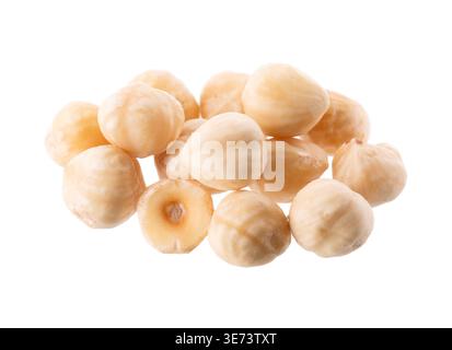 Hazelnut isolated on white background. Peeled hazelnuts. Clipping path Stock Photo