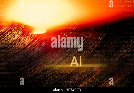 Background image of AI with binary numbers Stock Photo