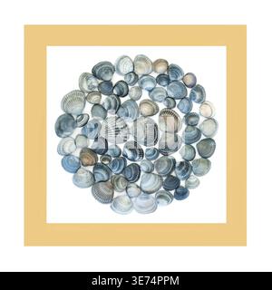 frame is a wreath on a marine theme. shells, corals, starfish, algae ...