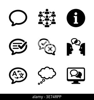Collection of Communication and Information Outline Icons on White Stock Vector