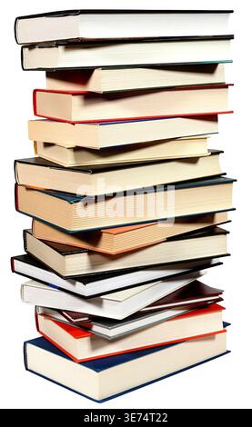 High stack of books isolated on white background Stock Photo