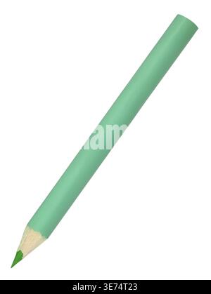 Bright green colored pencil isolated on white Stock Photo