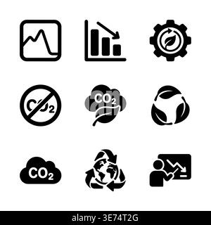 Set of black eco and environment vector icons illustration Stock Vector