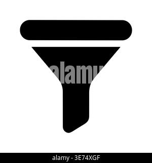 Black silhouette of a funnel, filter icon, vector illustration Stock Vector