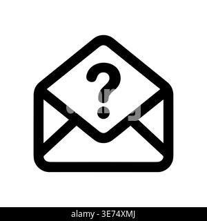 Simple line drawing of email with question mark icon concept Stock Vector