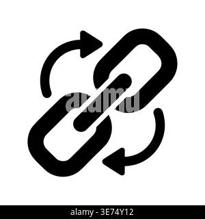 Chain link icon with circular arrows, connection, refresh concept Stock Vector