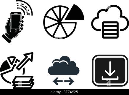 Professional Business Management and Technical Analysis Icon Set Stock Vector