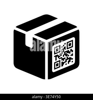 Black box with QR code, vector icon, minimalist design Stock Vector