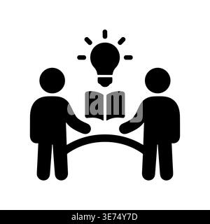 Brainstorming session with lightbulb idea, learning, and collaboration vector icon Stock Vector