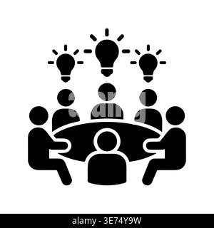 Brainstorming session black glyph icon for web or app development Stock Vector