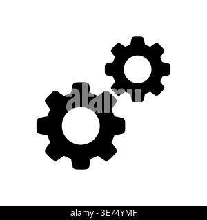 Two interlocking gears minimalist icon isolated on white background Stock Vector