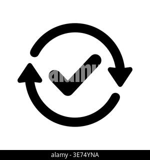 Black check mark with circular refresh arrow icon vector Stock Vector