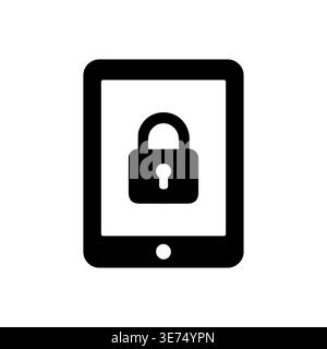 Tablet with padlock icon, data protection, internet security glyph Stock Vector