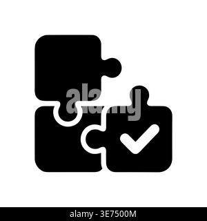Jigsaw puzzle pieces with checkmark symbol for task completion Stock Vector